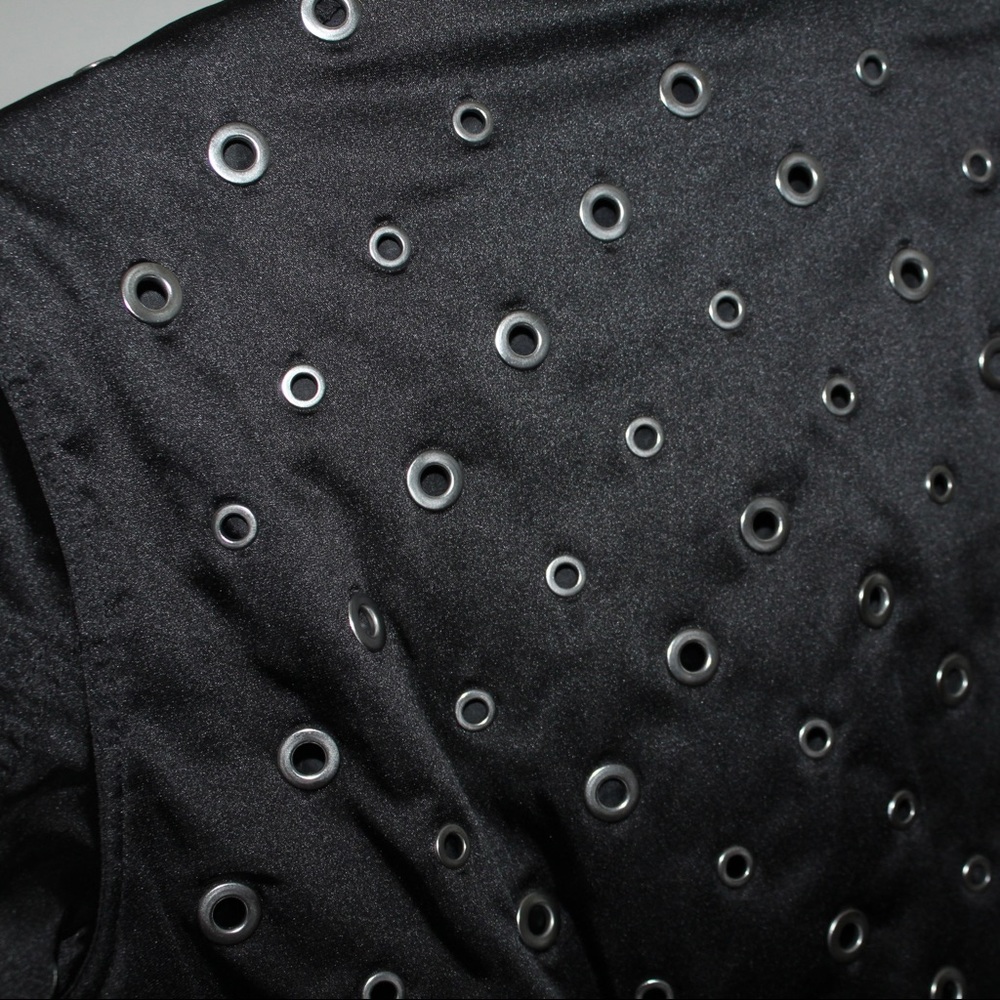 Express Black Eyelet Bomber Jacket - Picture 8 of 15